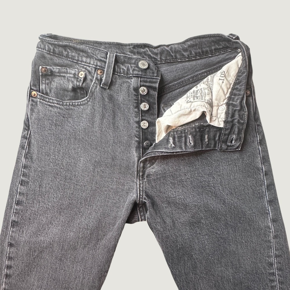 Levi's 501 Jeans Womens 26 Black Original Skinny Raw Hem High Rise Button Fly